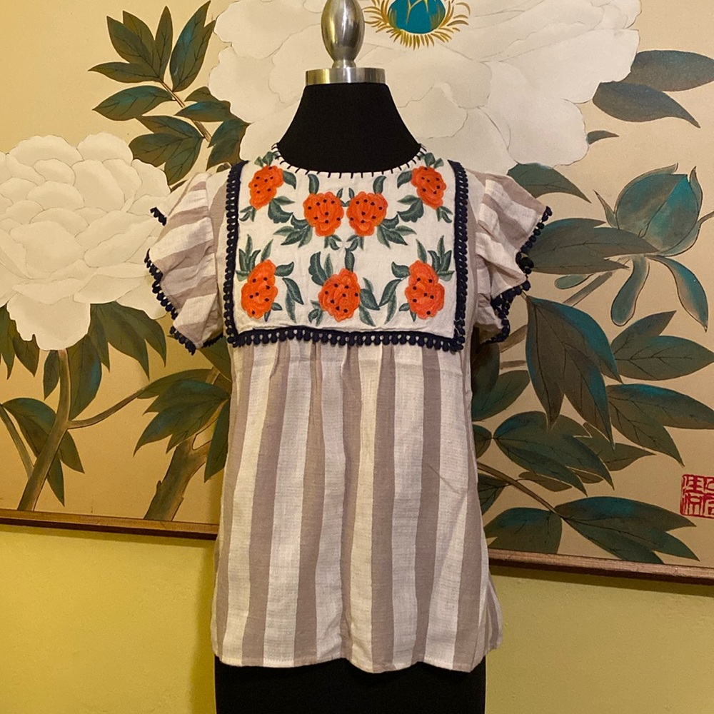 THML Embroidered Floral Top Size XS